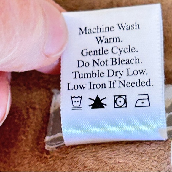 Vintage 90s Y2K Faux Suede Sherpa Lined Jacket Sz M Tan Coat Boho Phoebe Buffay - Picture 11 of 12